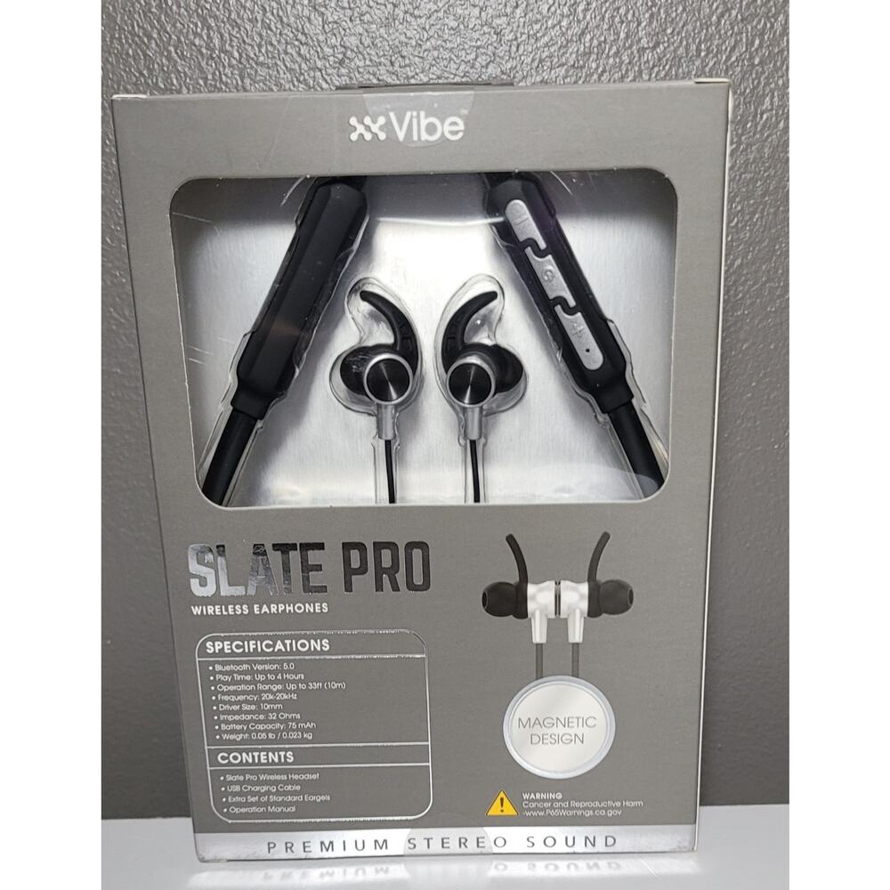 Vibe Slate Pro Wireless Earphones Bluetooth Magnetic Design Premium Sound Mic